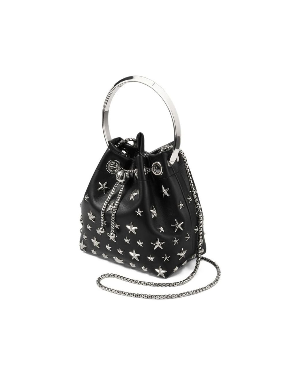 Jimmy Choo Black Bon Bon Star-Studded Bucket Bag