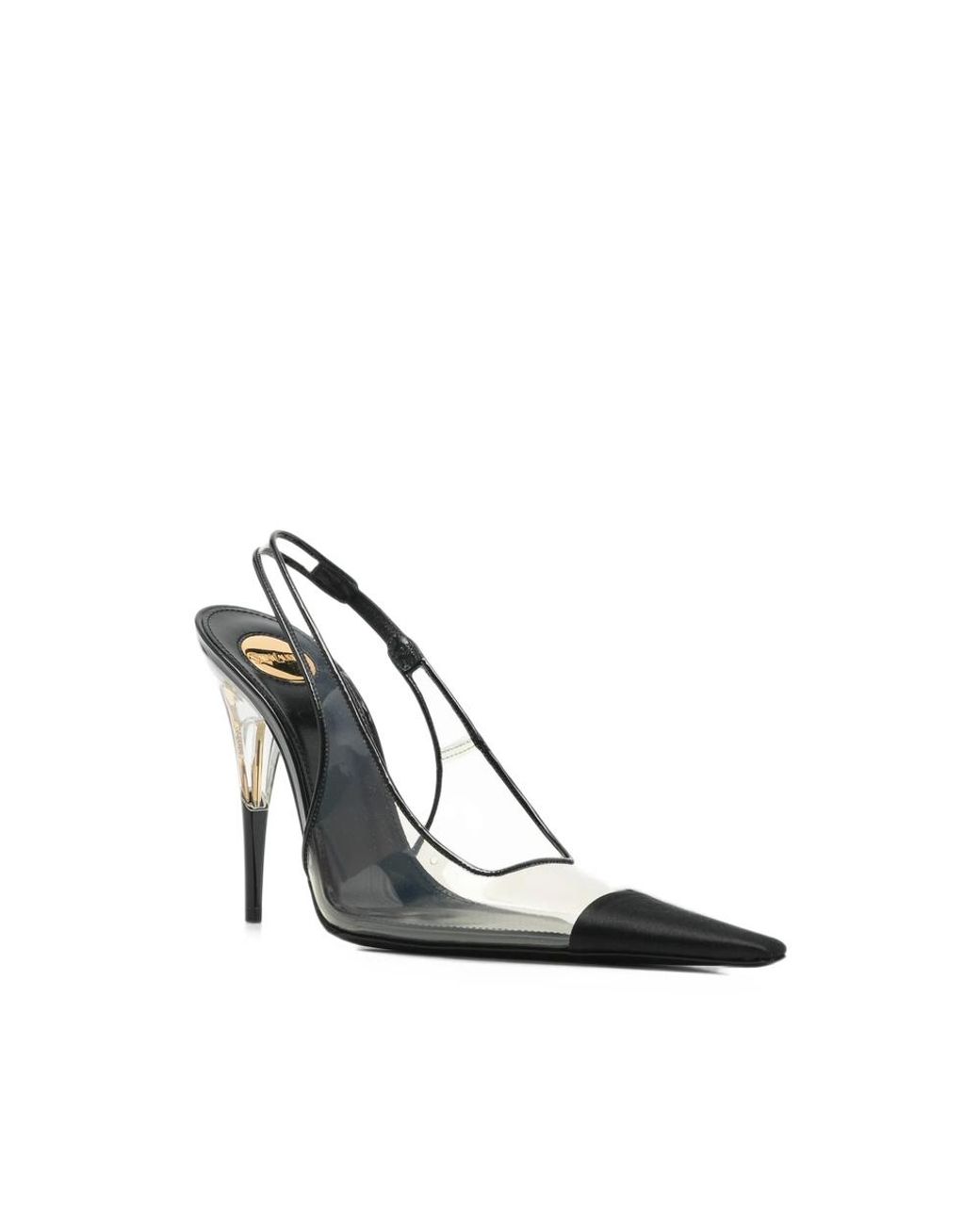 Saint Laurent White Pointed-Toe Slingback Pumps