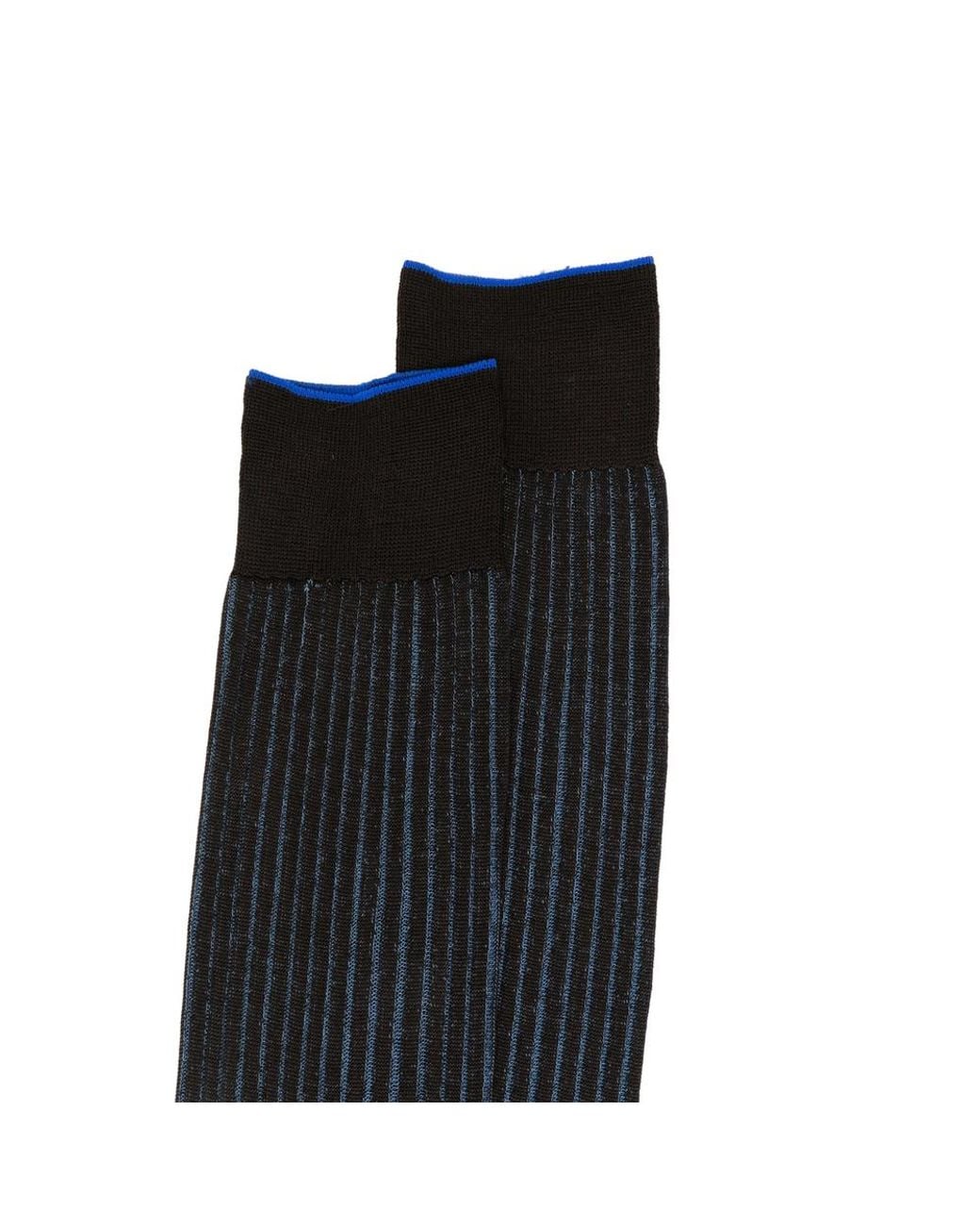 ANT45 Black Menfi Long Ribbed Vertical-Stripe Socks for men