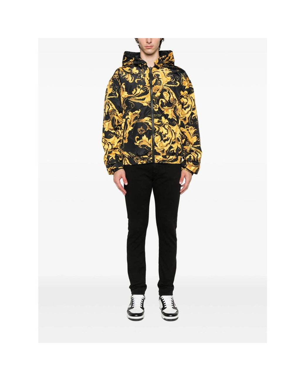 極希少 VERSACE BAROQUE HOODED NYLON JACKET Versace Jeans Couture Baroque-Print Hooded Jacket in Black for Men