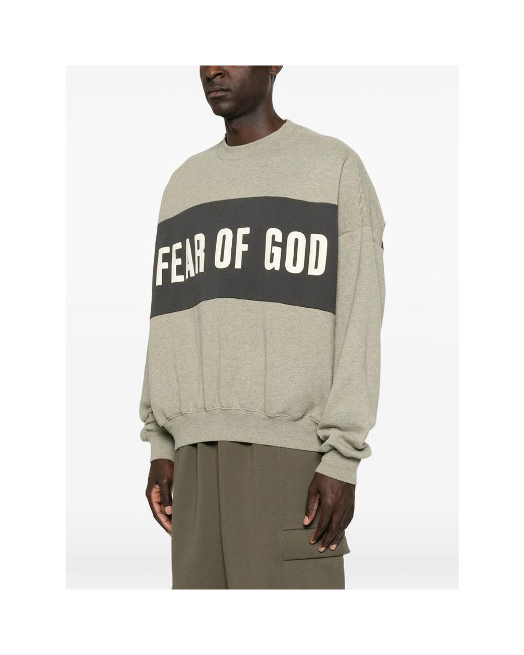 Fear Of God White Cropped Relaxed Panelled Sweatshirt for men