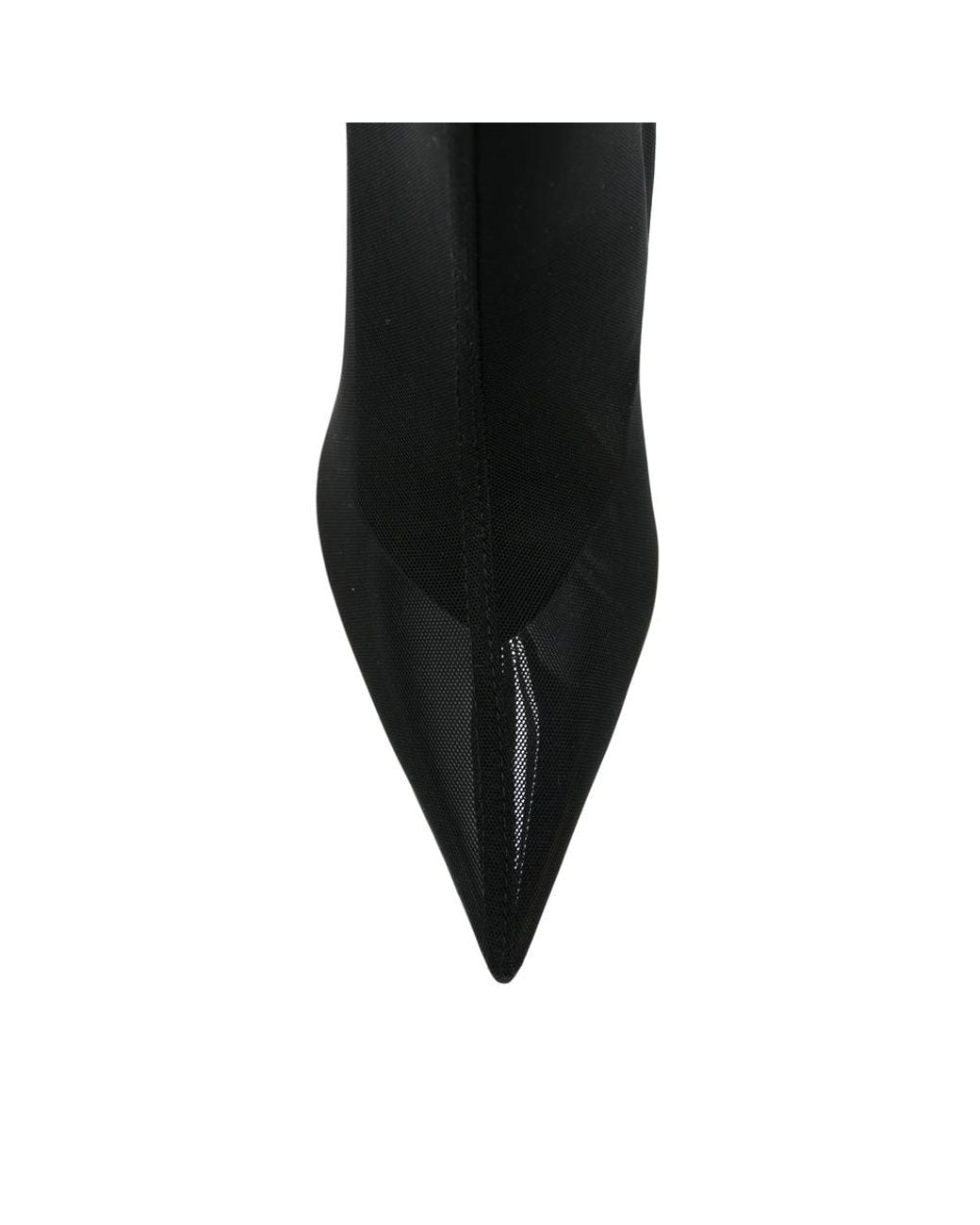 The Attico Black Cheope Thigh-High Lace-Trimmed Mesh Boots