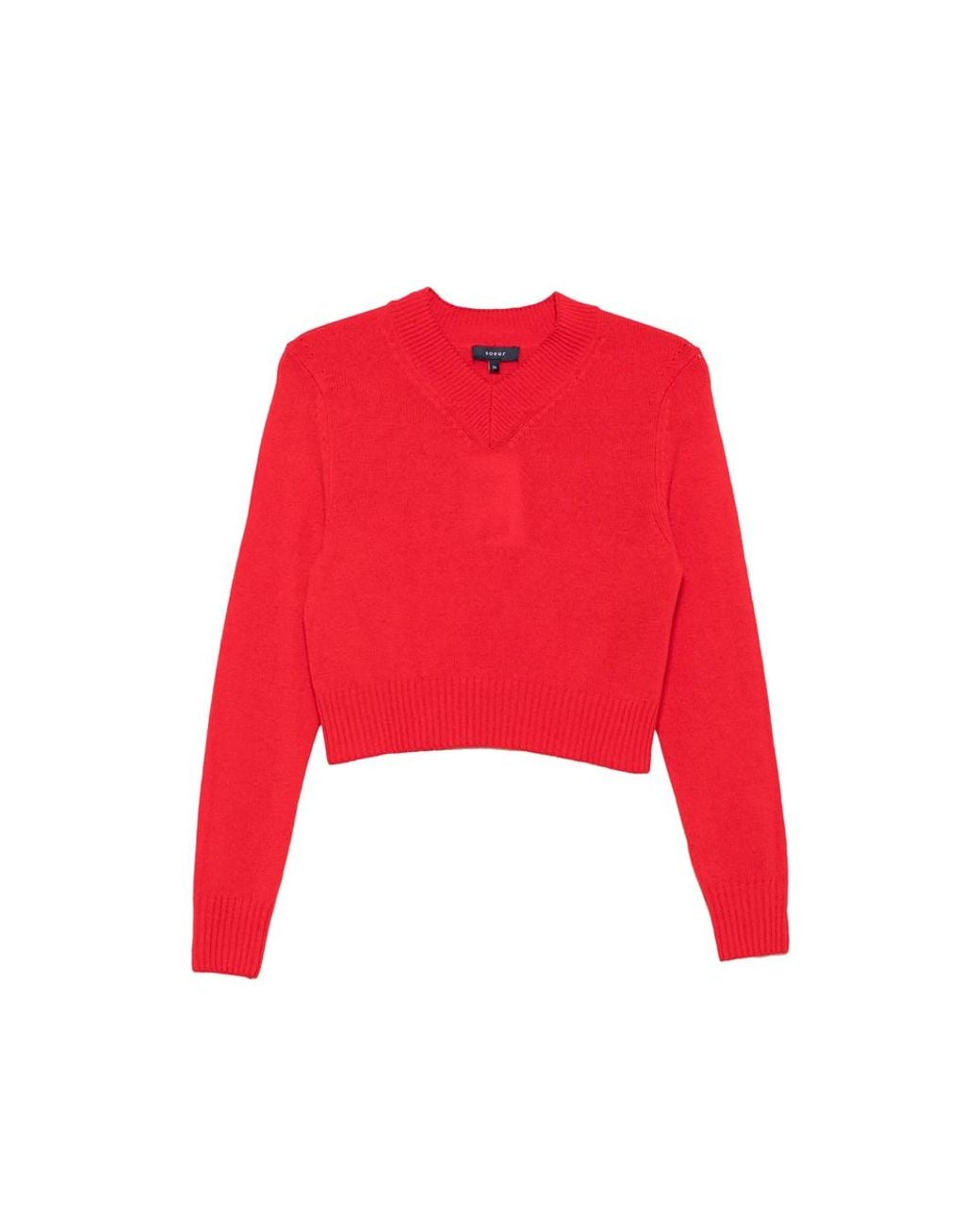 Soeur Red Jonas Ribbed-Knit V-Neck Sweater