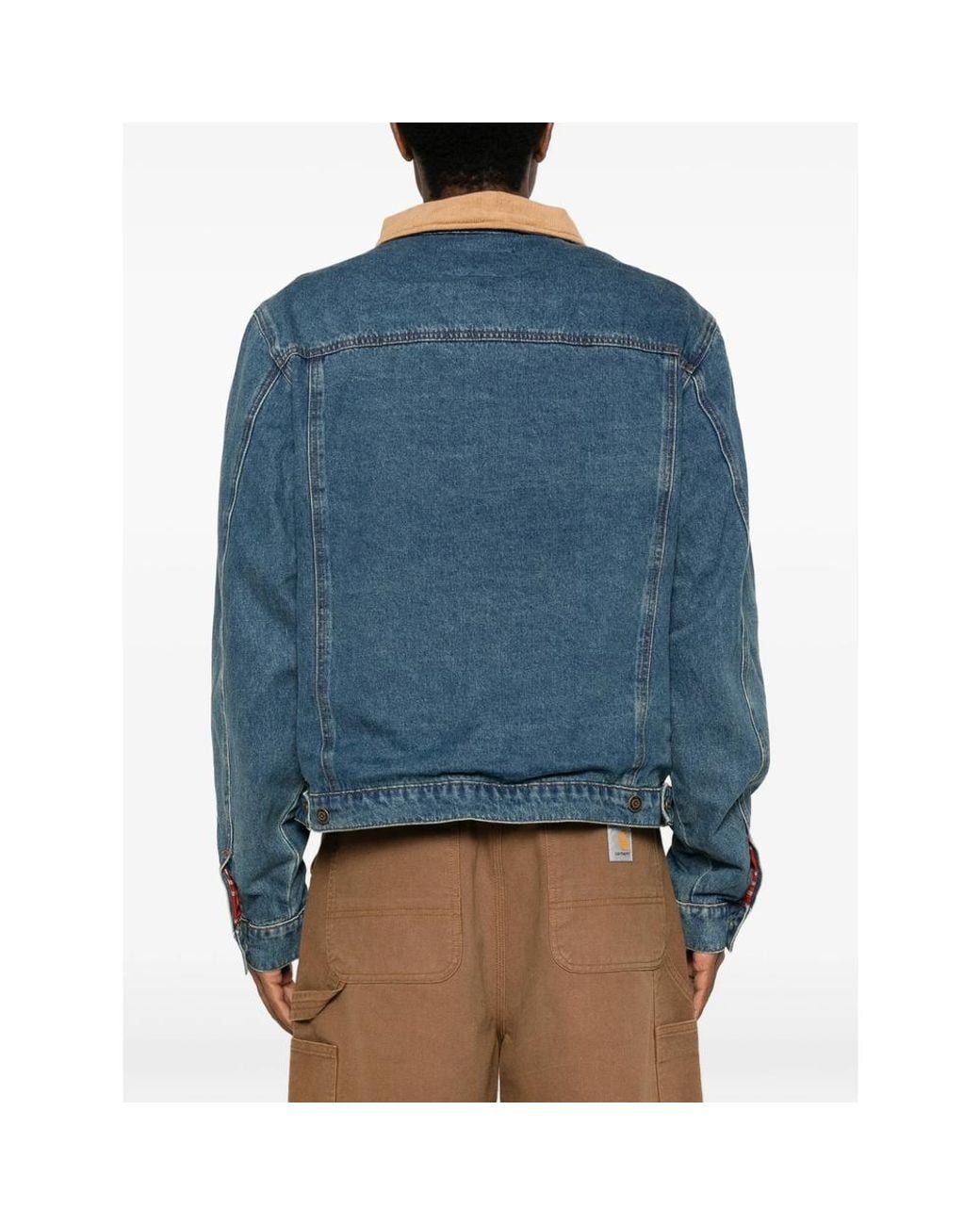 One Of These Days Blue Corduroy-Collar Denim Jacket for men