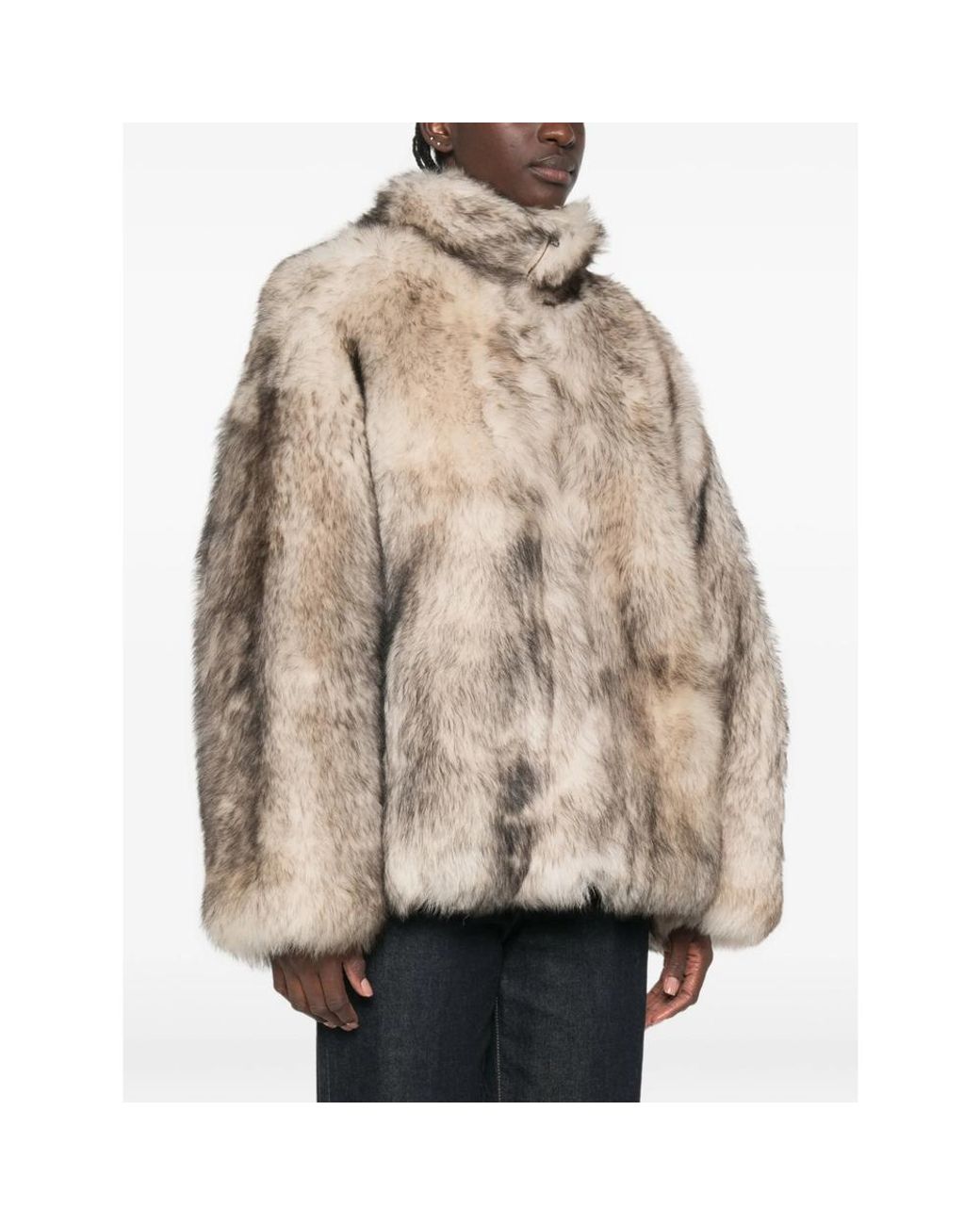 Salvatore Santoro Natural Zip-Up Faux-Fur Coat