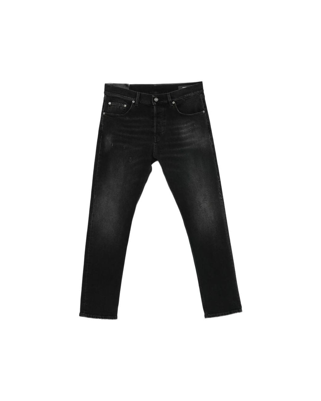 Dondup Black Distressed Logo-Patch Jeans for men