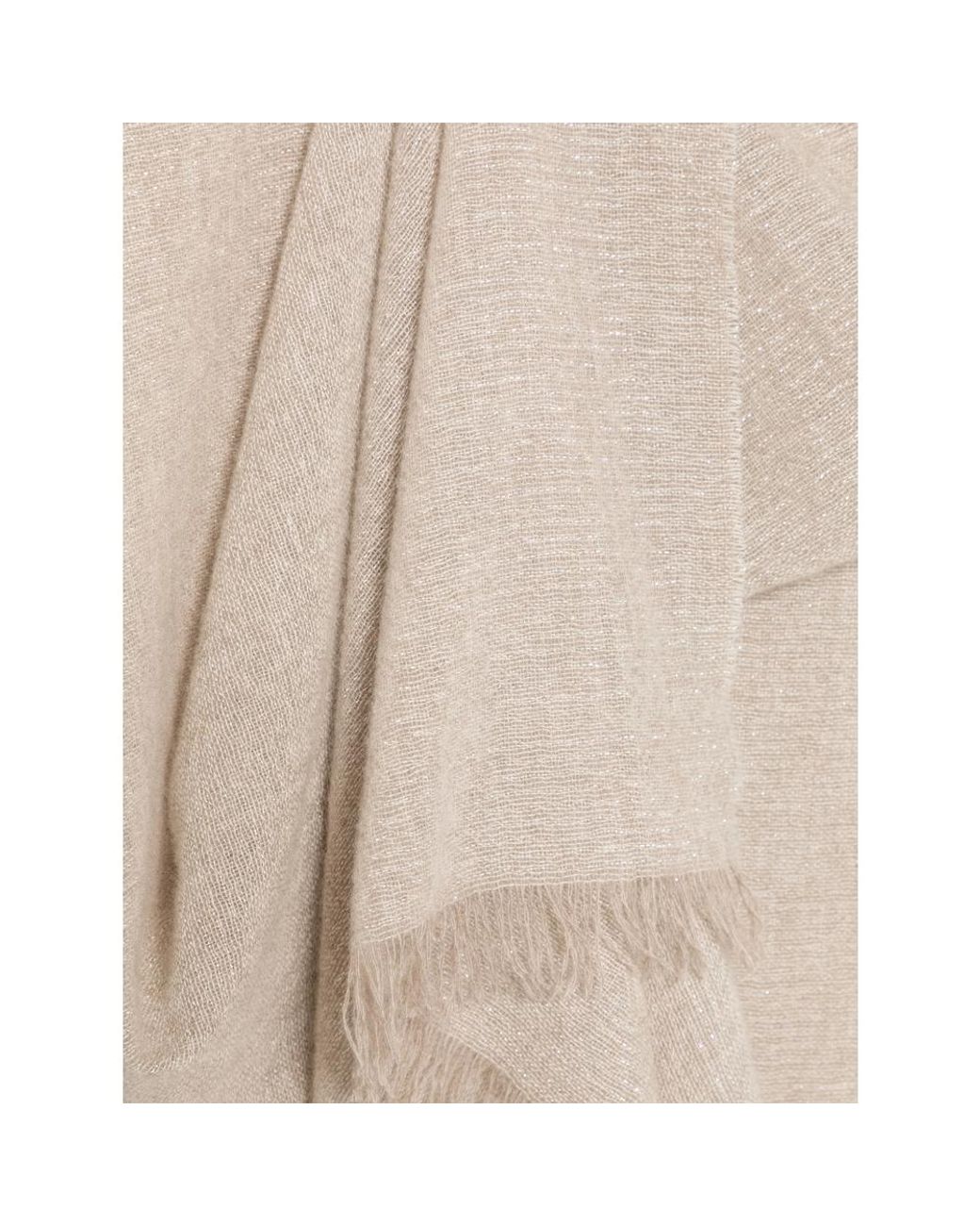 D'Aniello White Fringed Metallic Scarf