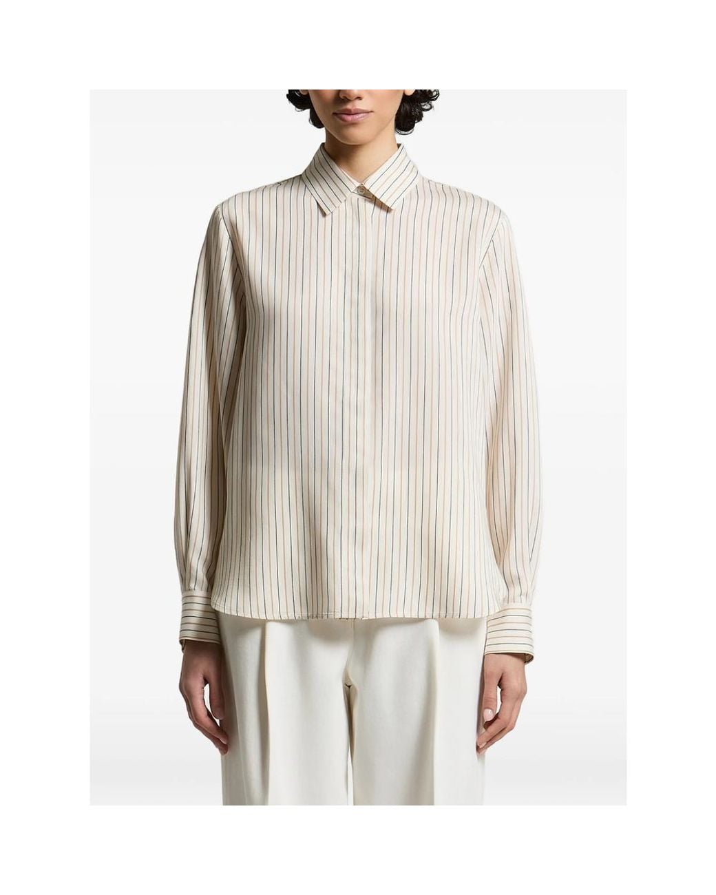 Peserico White Vertical-Stripe Shirt