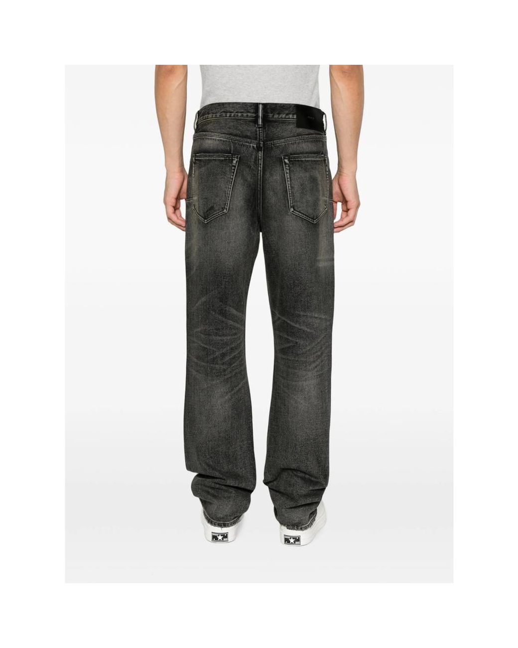 Purple Brand Gray Distressed Patchwork-Detail Jeans for men
