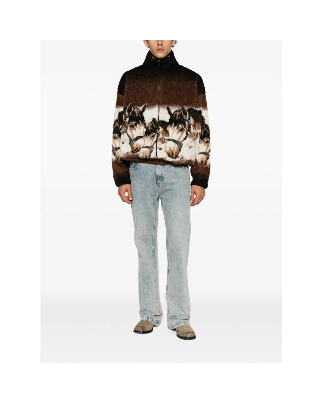 MM6 by Maison Margiela Black Horse-Print Zip-Up Cardigan for men