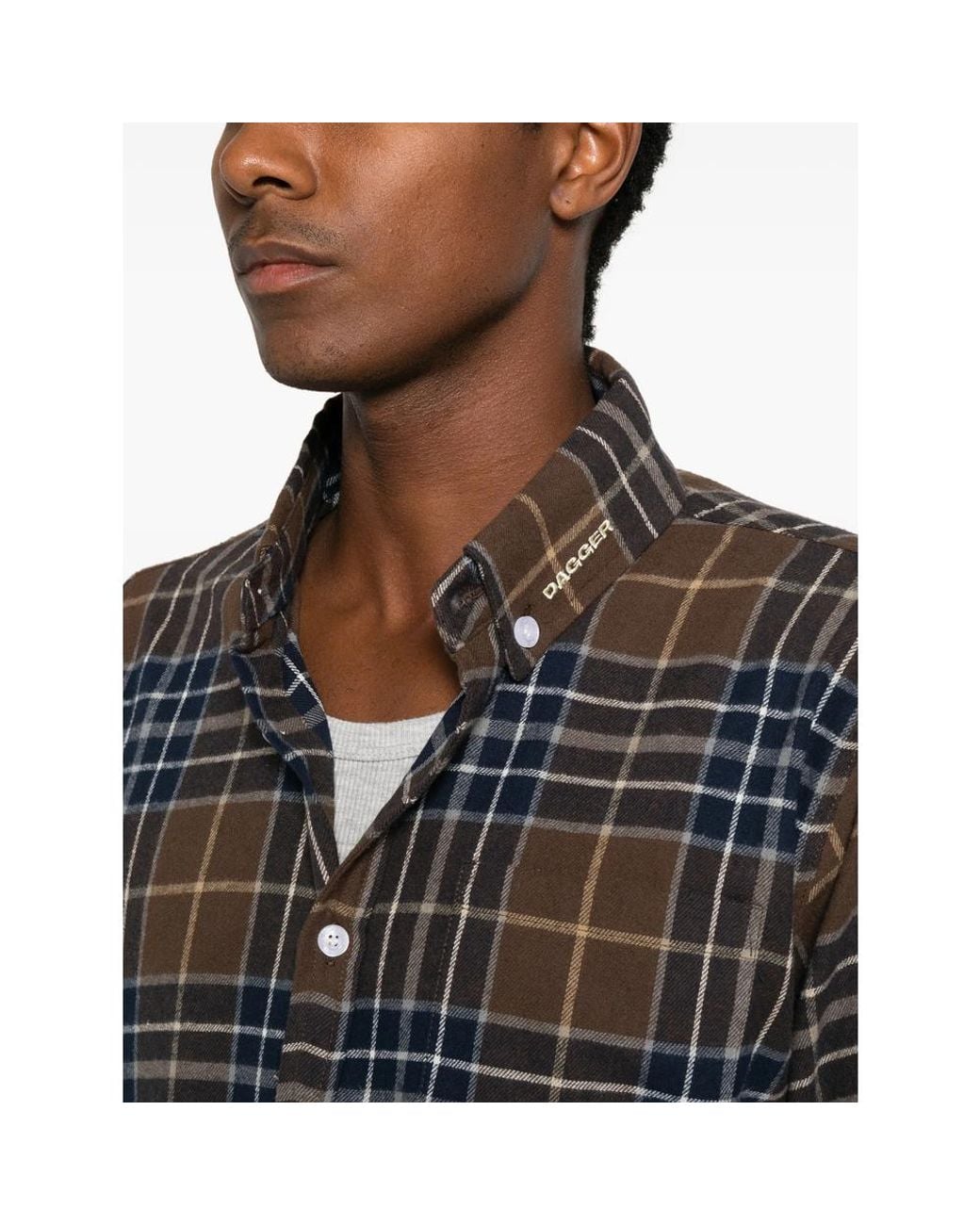 DAGGER Black Check Flannel Shirt for men
