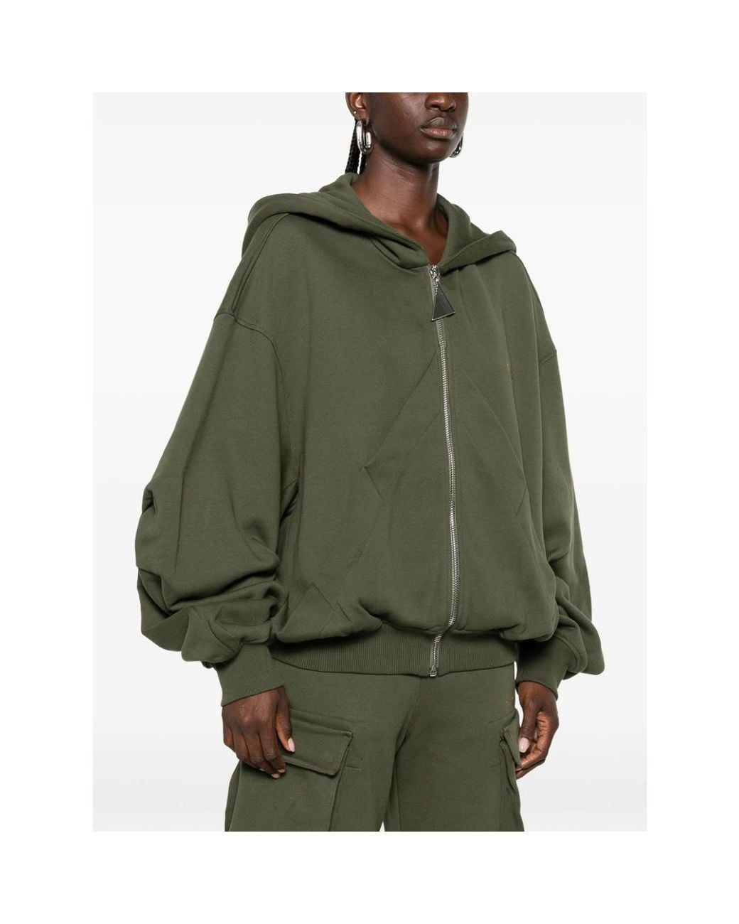 The Attico Green Logo-Embroidered Zip-Up Hoodie