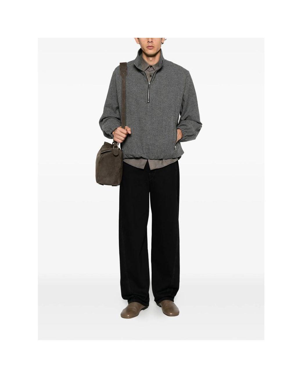 Ssstein Gray Half-Zip Elasticated Sweatshirt for men