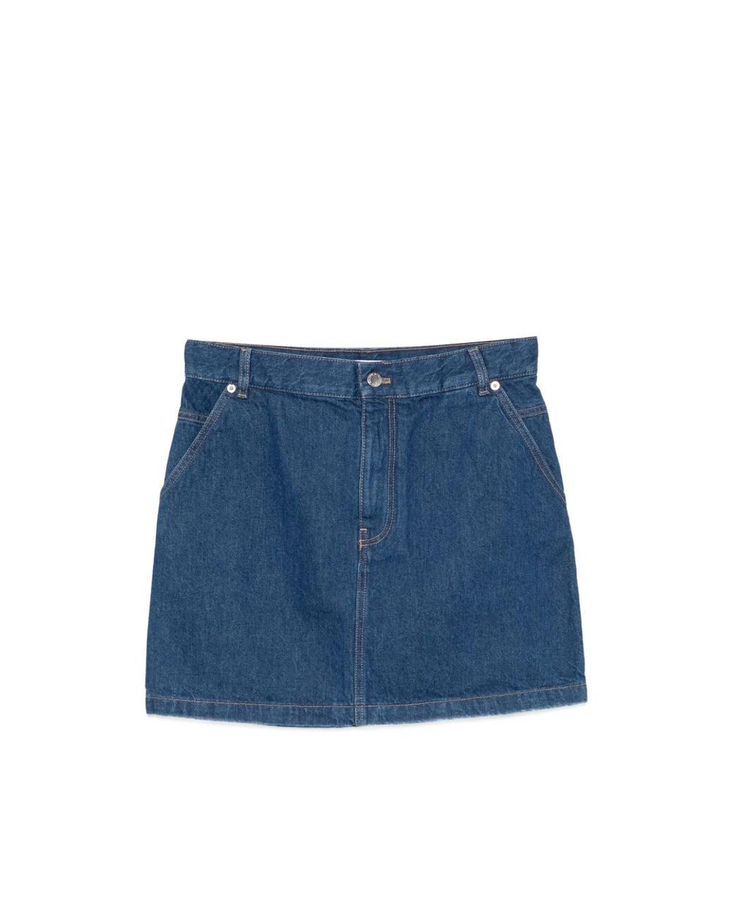 Maison Kitsuné Blue Regular-Fit Denim Mini Skirt