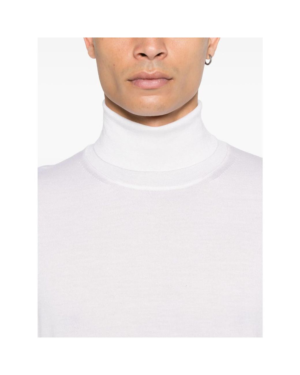 Fedeli White Roll-Neck Long-Sleeve Sweater for men