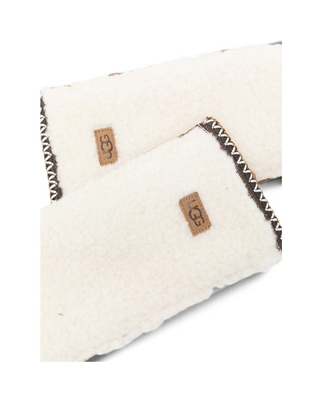 Ugg White Braid Suede Mittens