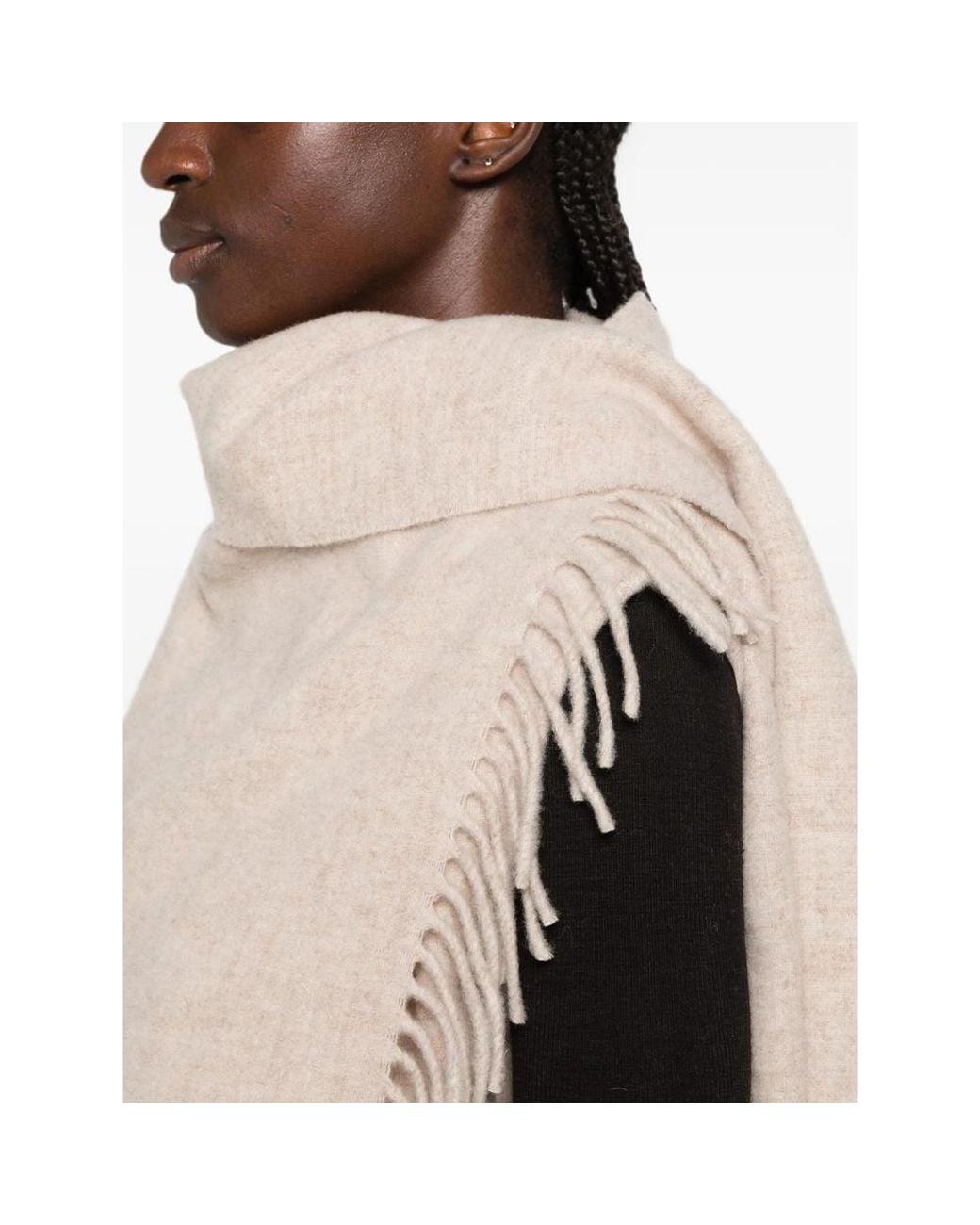 Fabiana Filippi Natural Fringed Scarf Cape
