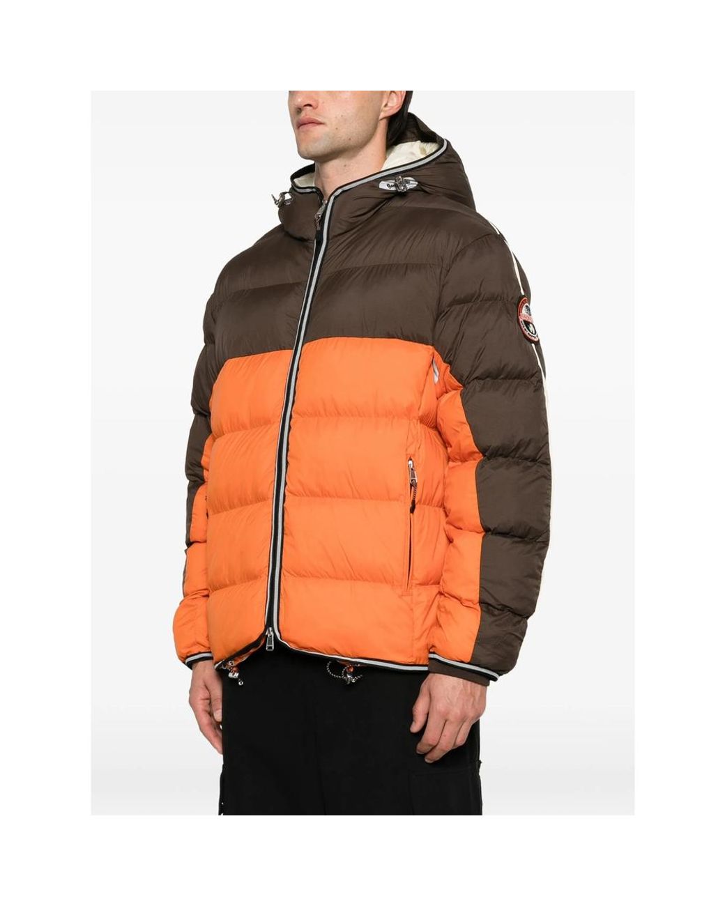 Napapijri Orange Archive Colour-Block Padded Jacket for men