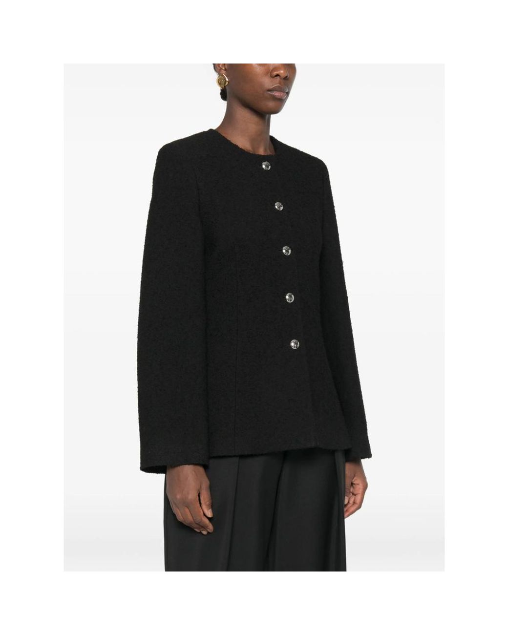Rohe Black Button-Fastening Bouclé Jacket