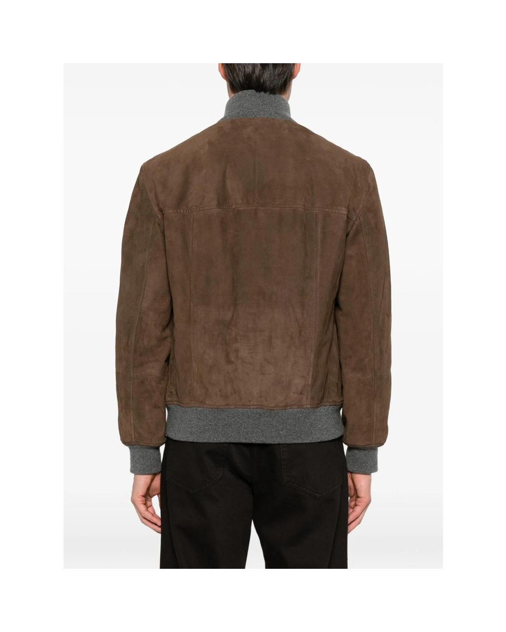 Brunello Cucinelli Brown Suede-Finish Panelled Jacket for men