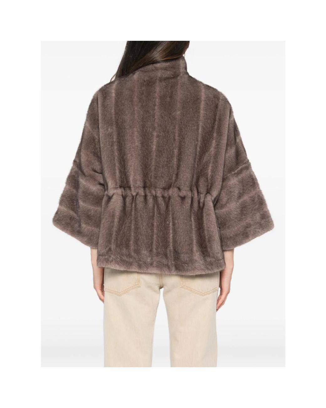 VALENTINI 1972 Brown High-Neck Drawstring-Waist Jacket