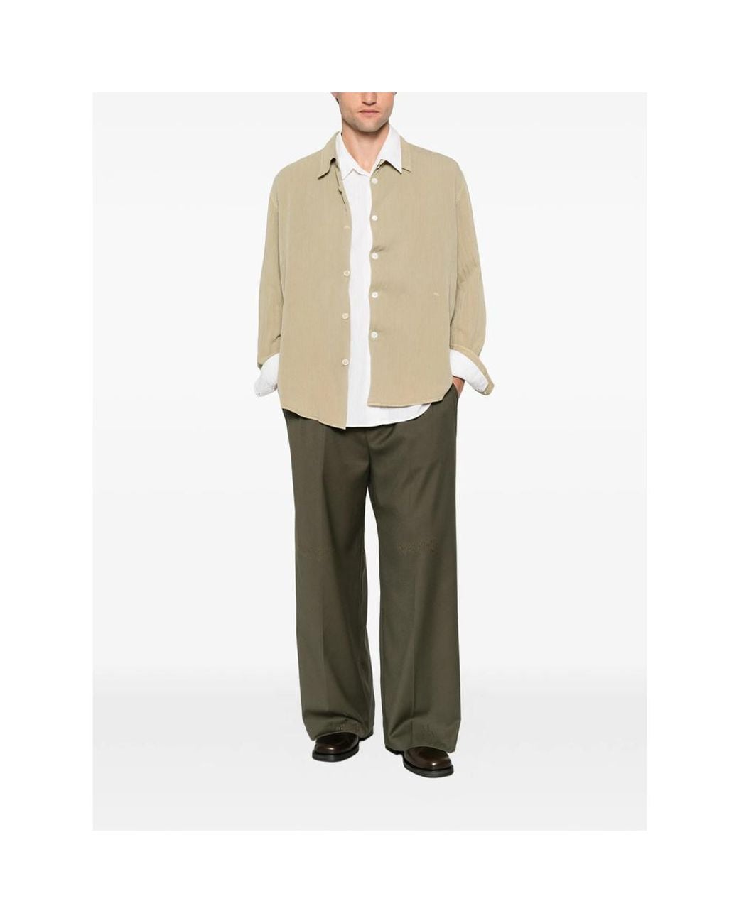 THESTROY Green Distressed Wide-Leg Trousers for men