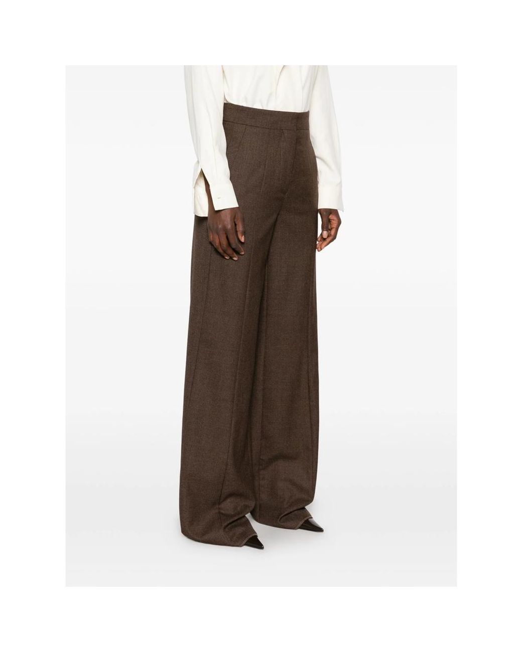 Seafarer Brown April Pressed-Crease Wide-Leg Trousers