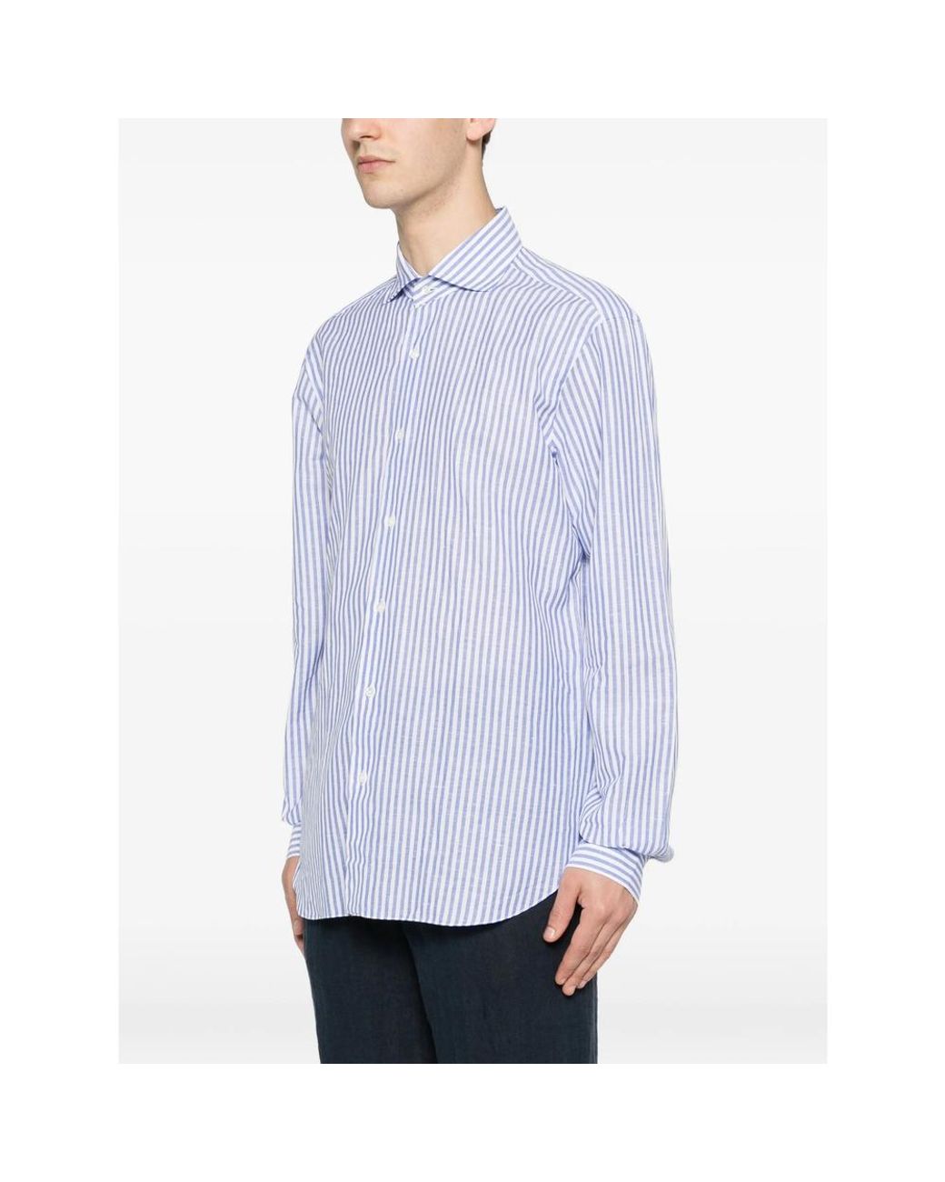Barba Napoli Blue Striped Shirt for men