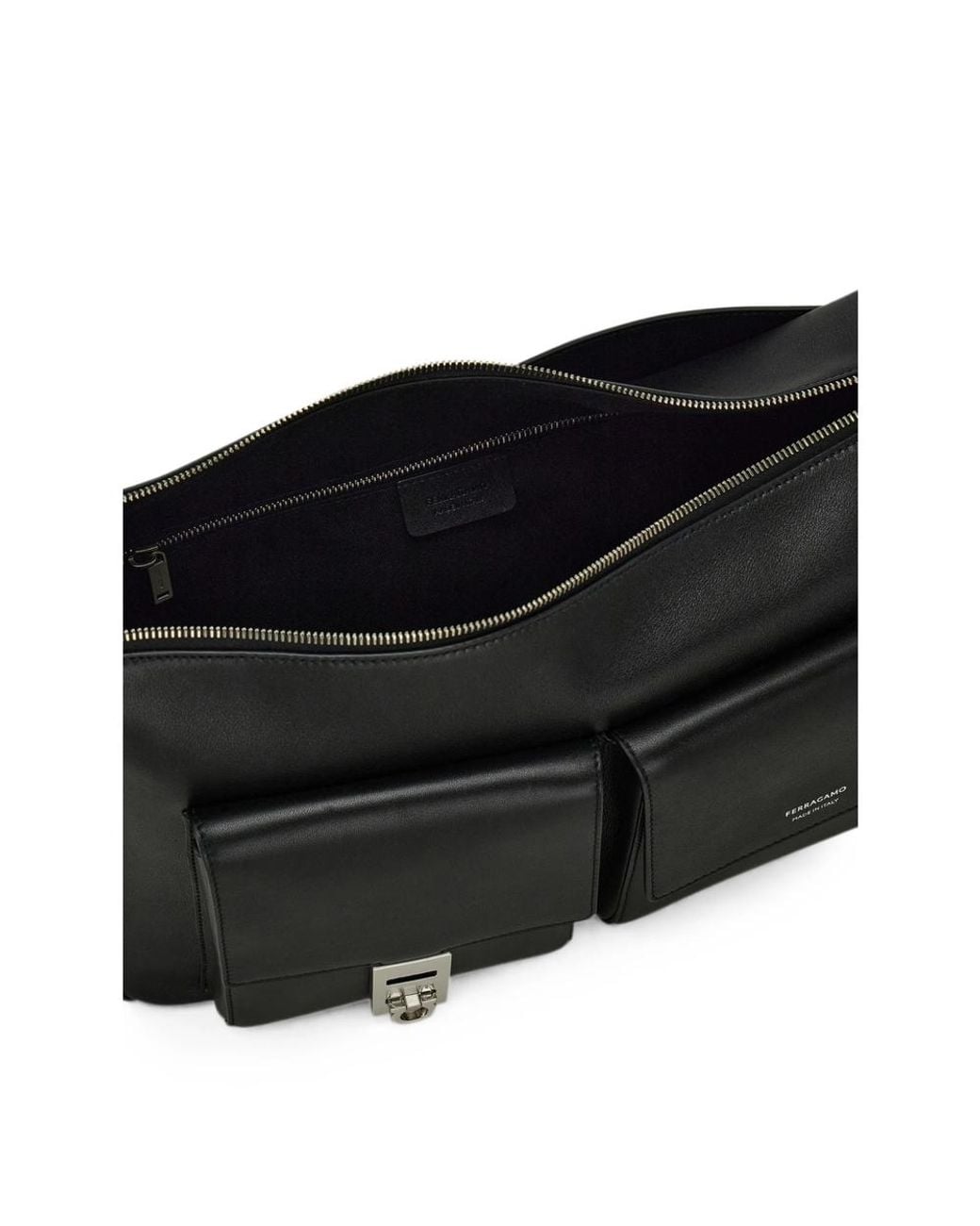 Ferragamo Black Large Hug-Buckle Messenger Bag for men