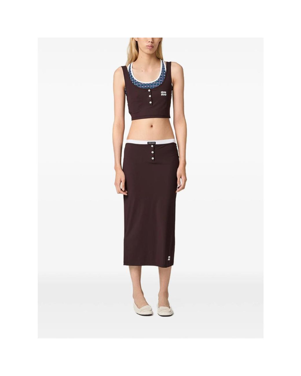 Miu Miu Brown Stretch-Jersey Top