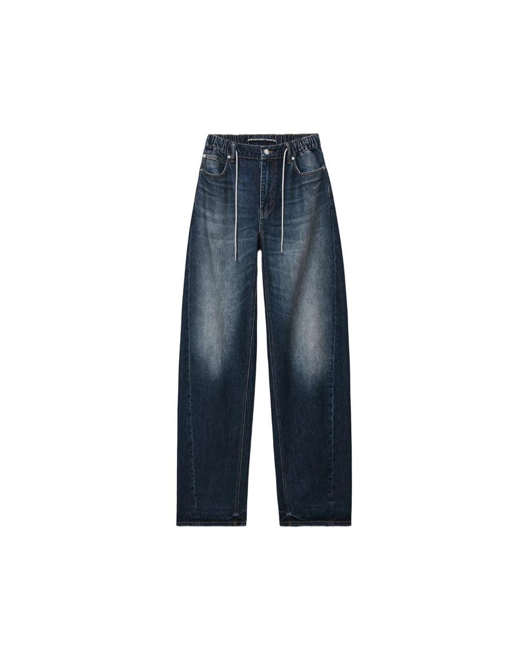 Alexander Wang Blue Rhinestone-Drawcord Balloon Jeans
