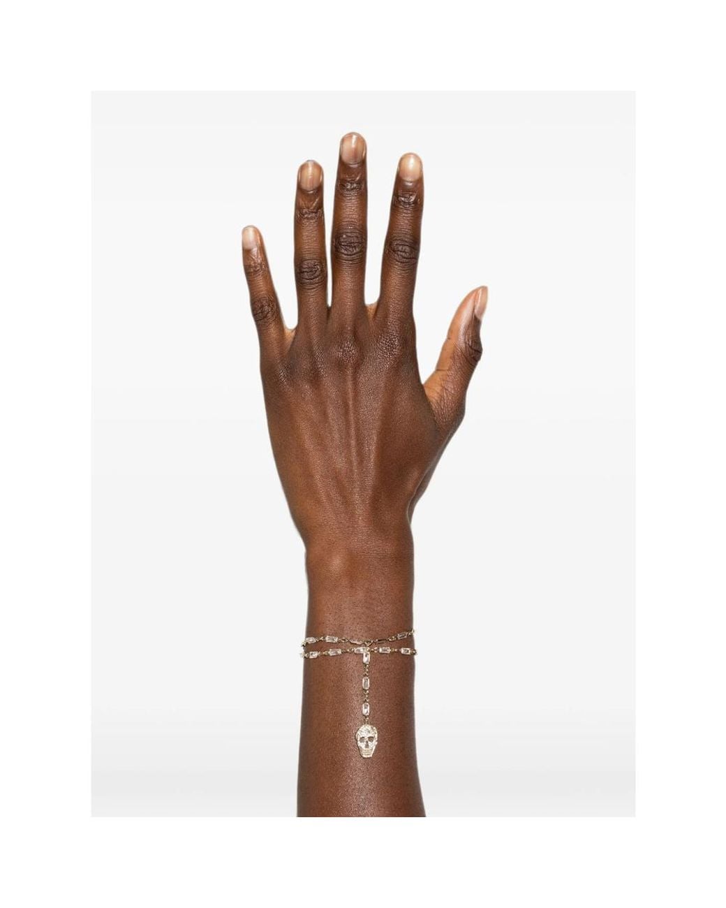 McQueen Metallic Pavé Skull Bracelet