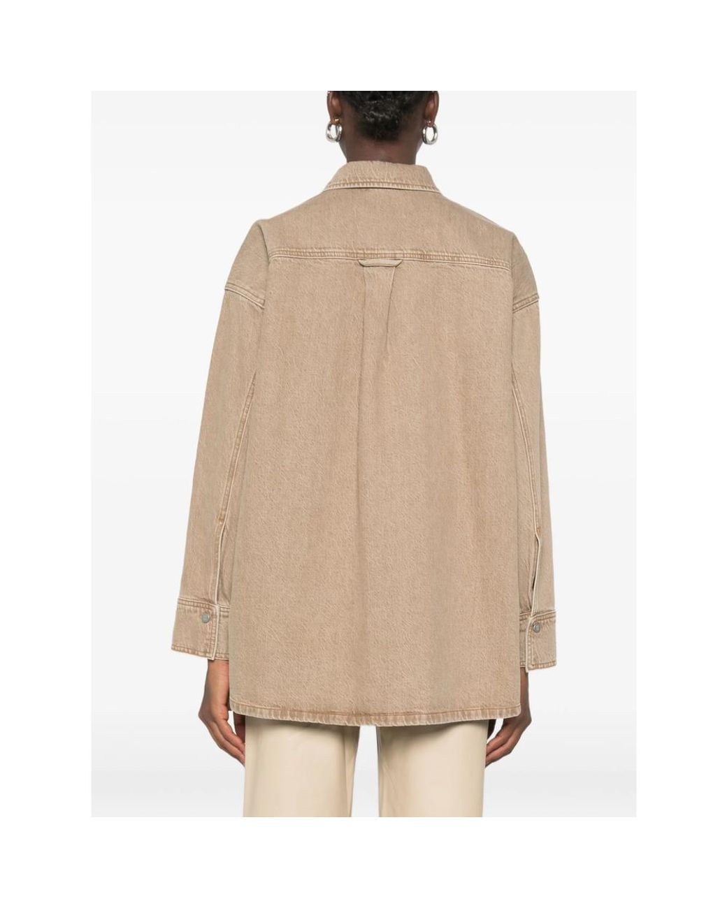 By Malene Birger Natural Logo-Embroidered Denim Shirt