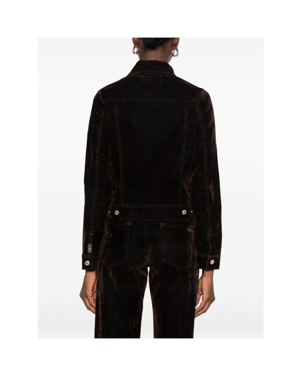 7 For All Mankind Black Velvet-Effect Button-Up Jacket