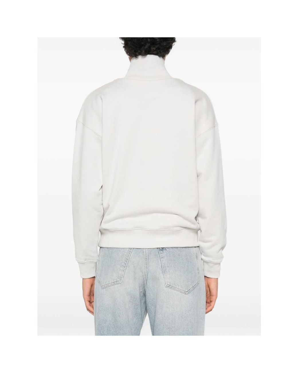 Maison Kitsuné White Quarter-Zip Sweatshirt Cotton Organic Sweater