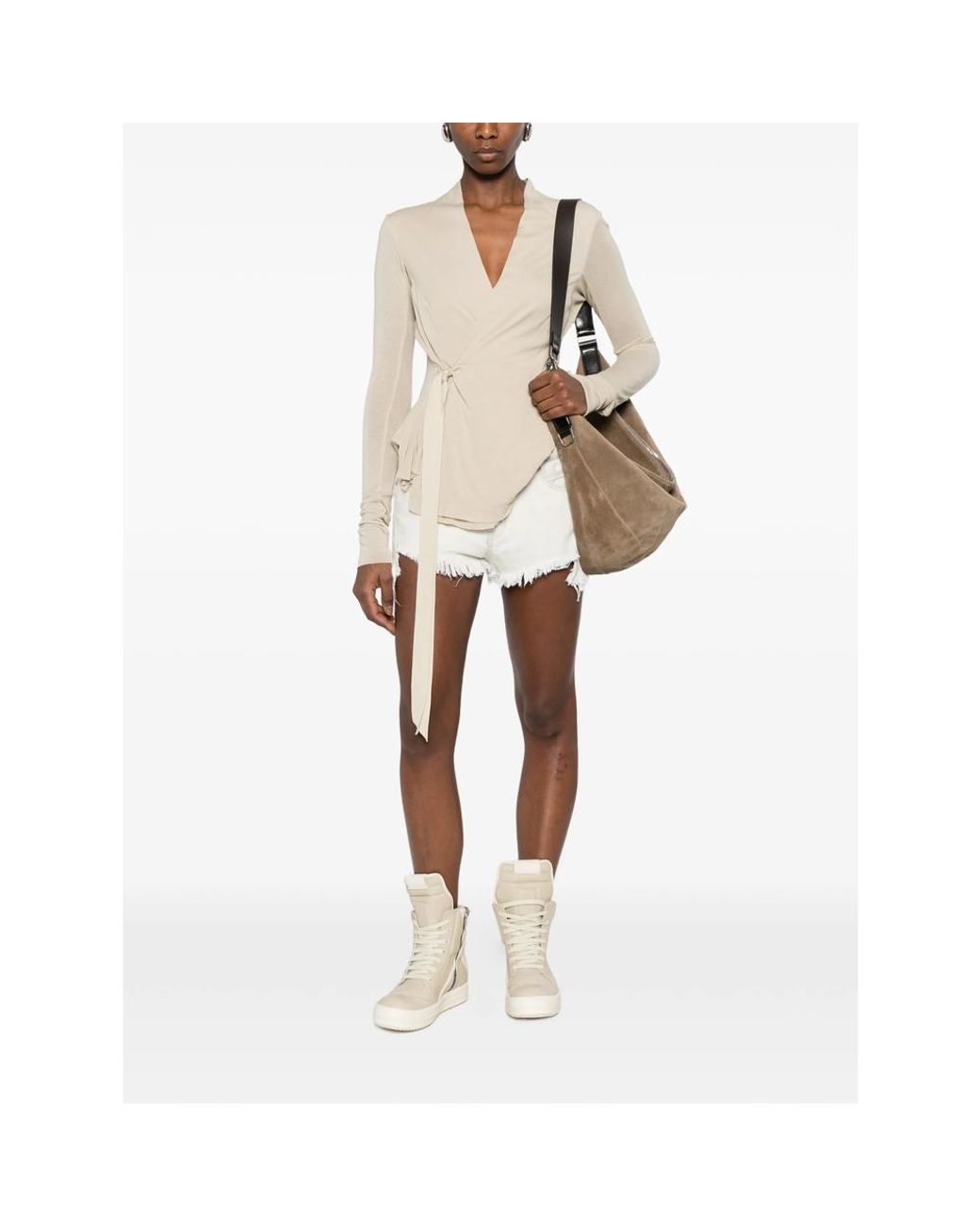 Rick Owens White Bias Cutoffs Sandals