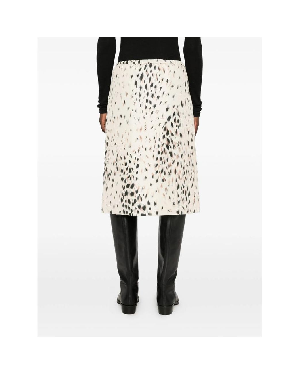 Moncler Natural Leopard-Print Zip-Front Skirt