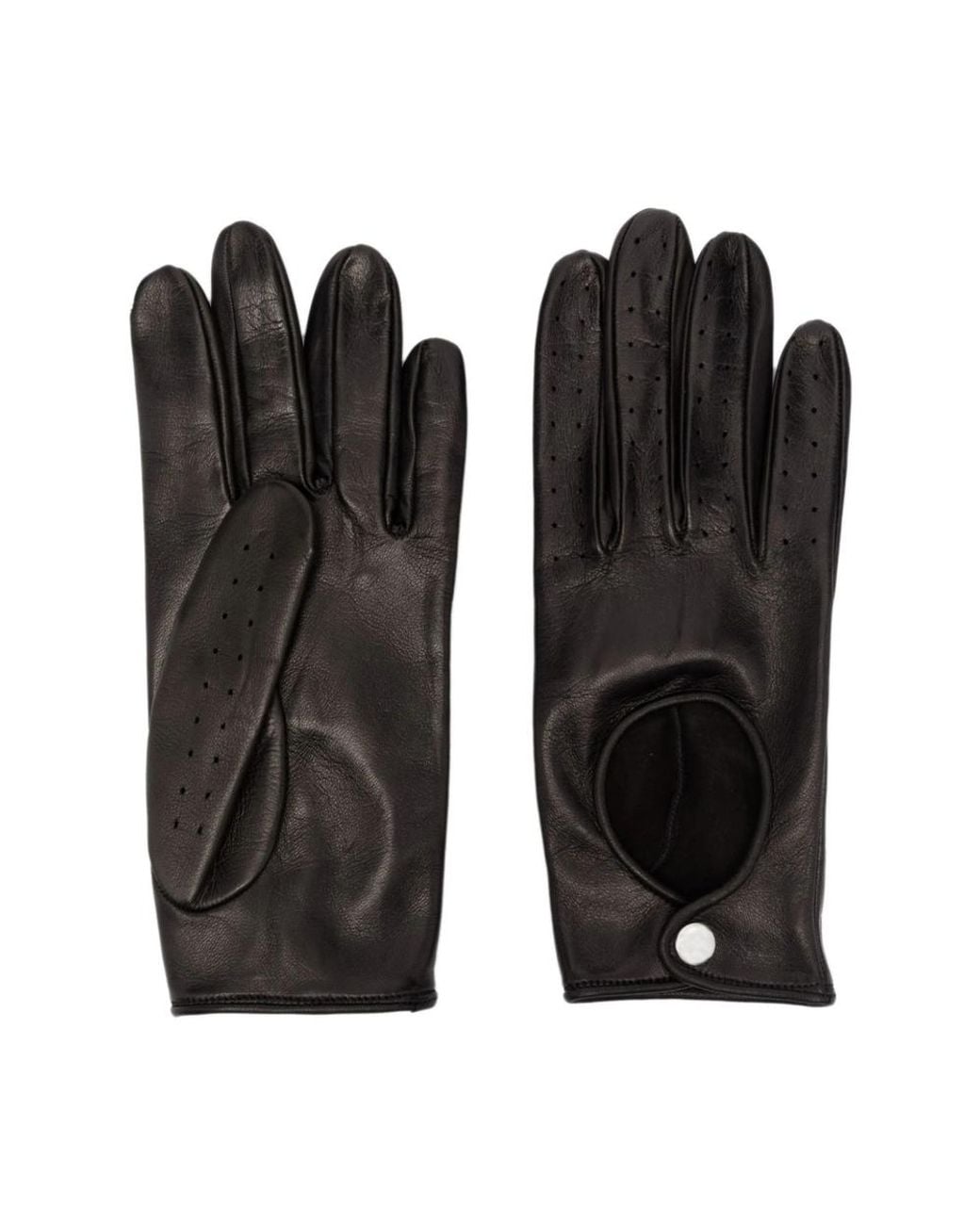 Ernest W. Baker Black Cut-Out Leather Driving Gloves for men