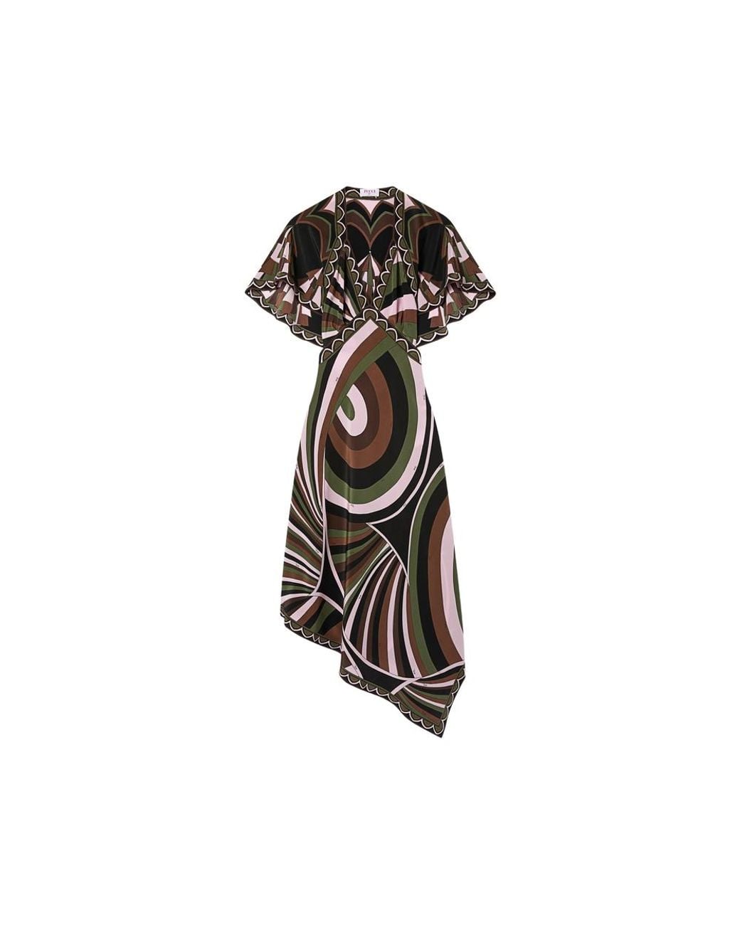 Emilio Pucci Black Iride-And-Baiadera-Print Crêpe-De-Chine Dress