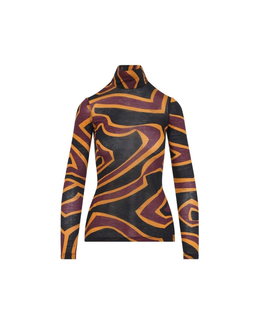 Emilio Pucci Brown Iride-Print Roll-Neck Top