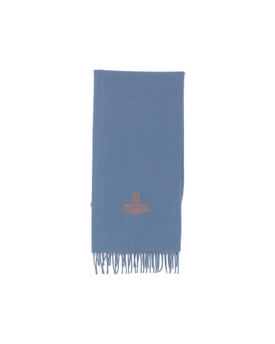 Vivienne Westwood Blue Orb-Embroidered Fringed Scarf