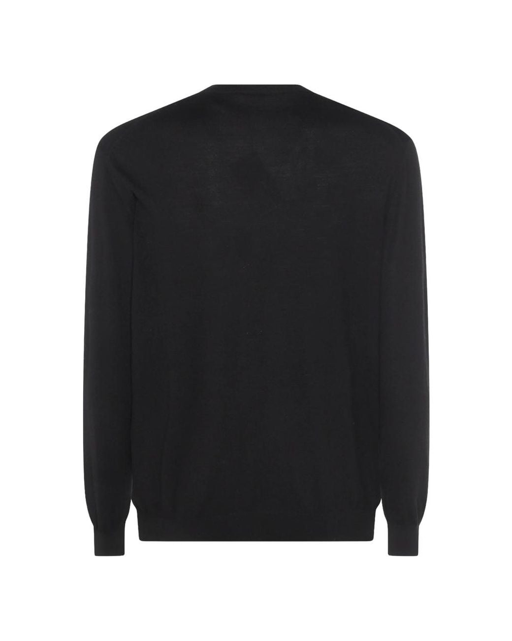 Malo Black Crew-Neck Virgin-Wool Sweater for men