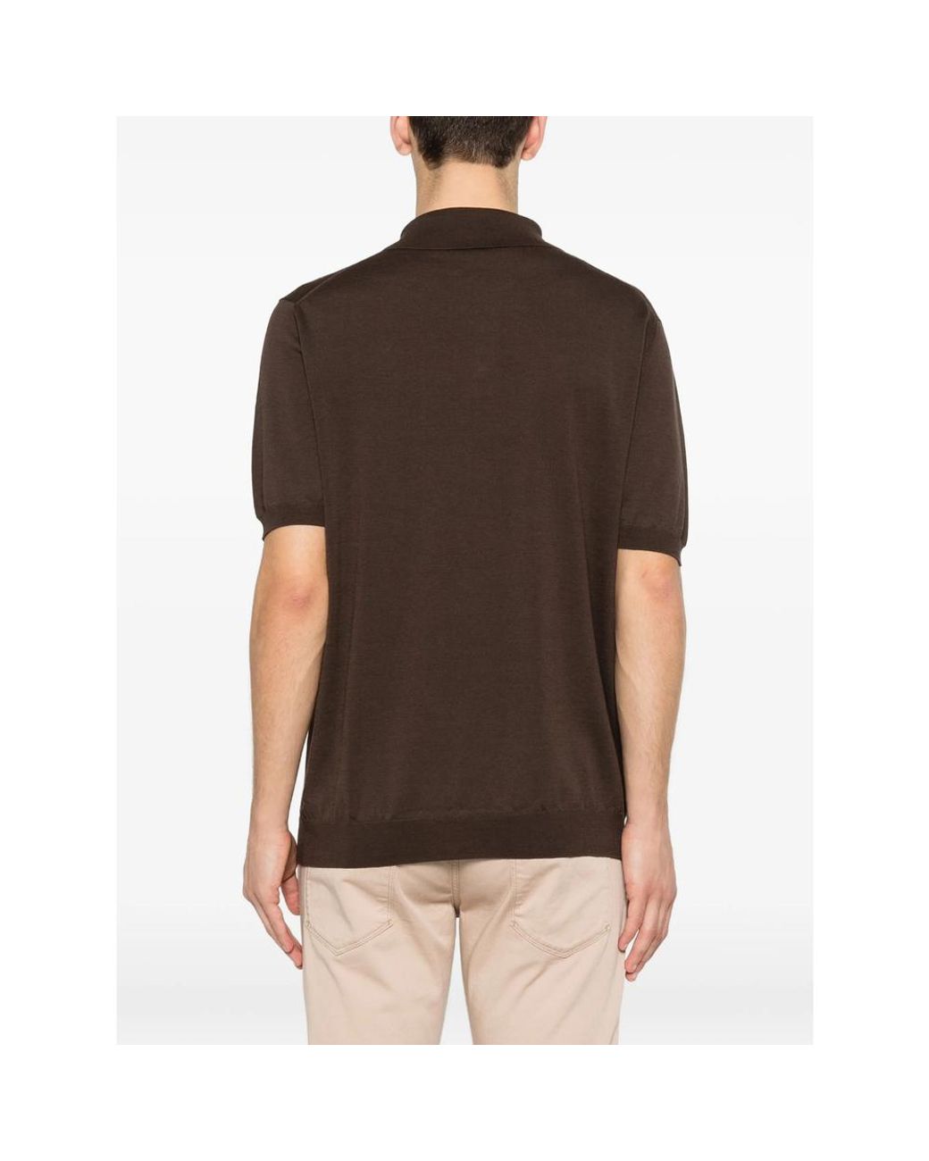 ZANONE-SLOWEAR Brown Buttoned Polo Shirt for men