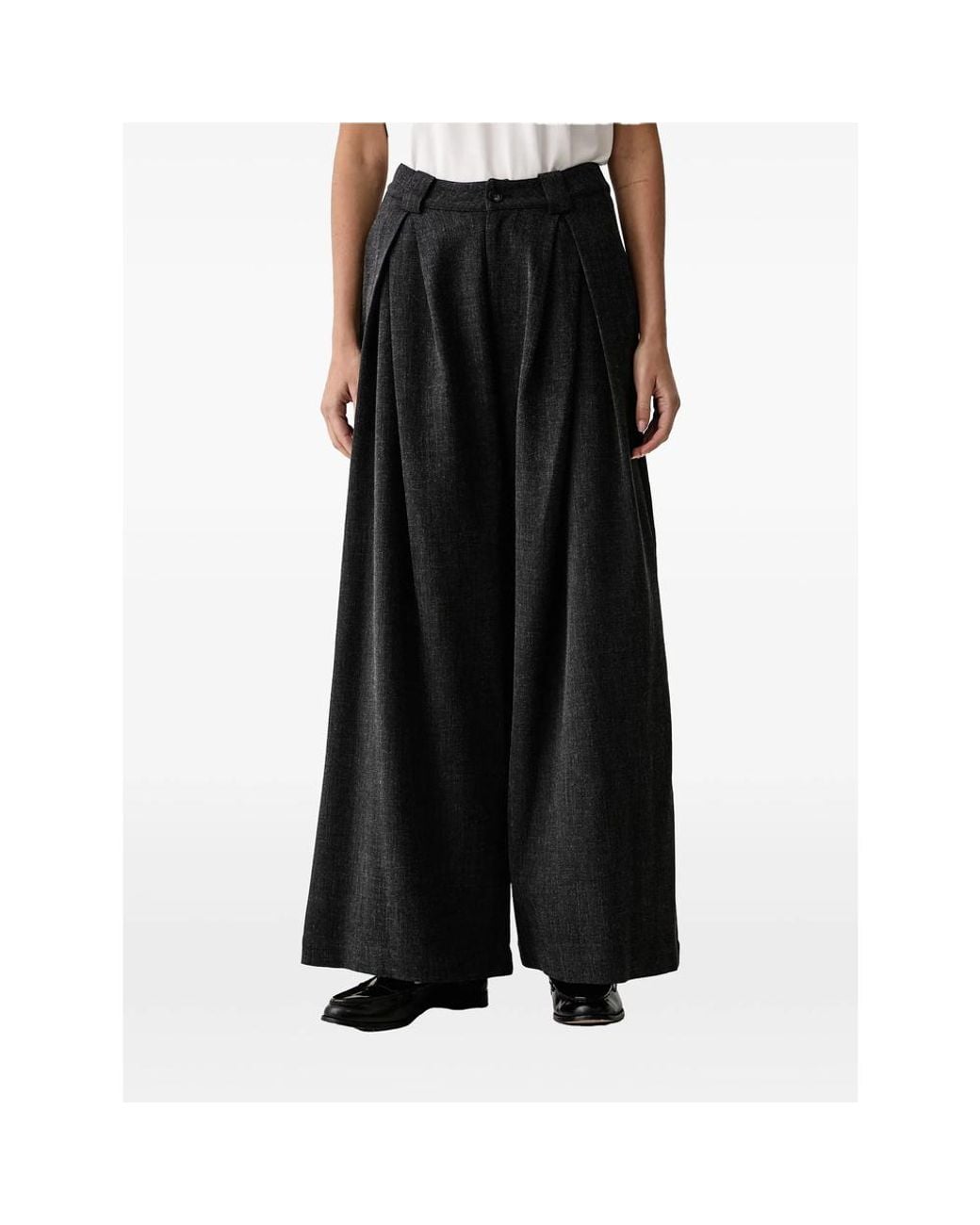 ELEH Black Pleated High-Waist Palazzo Pants