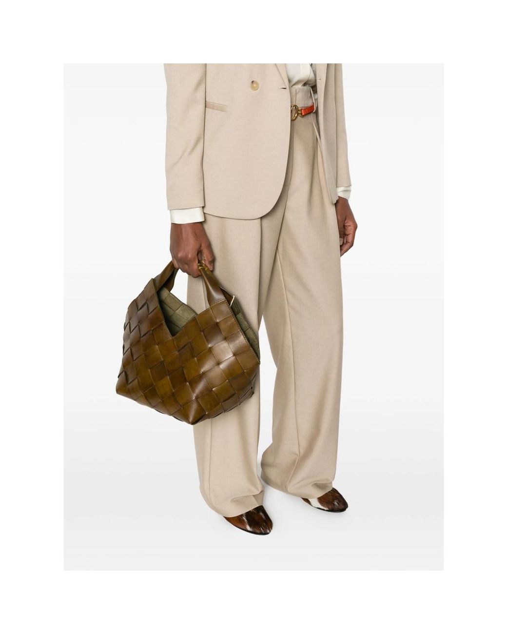 Dragon Diffusion Brown Botteghe Woven Tote Bag