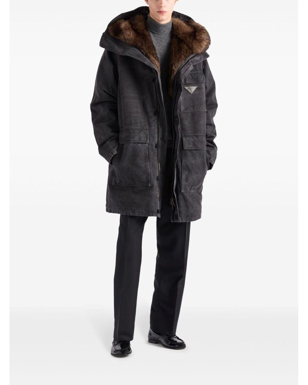 Prada fur hood coat online