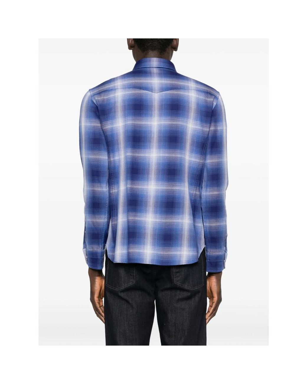 Tom Ford Blue Checked Pocket Shirt for men