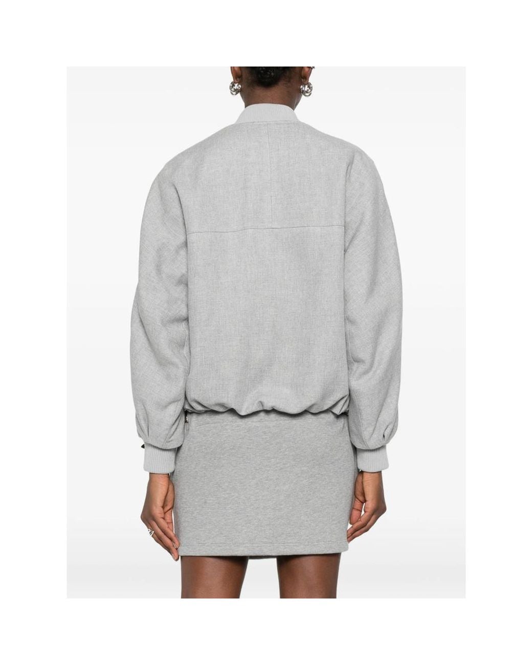 Closed Gray Zip-Up Bomber Jacket