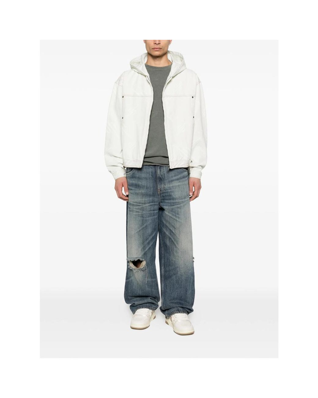 Daily Paper White Hooded Patterned Jacket for men