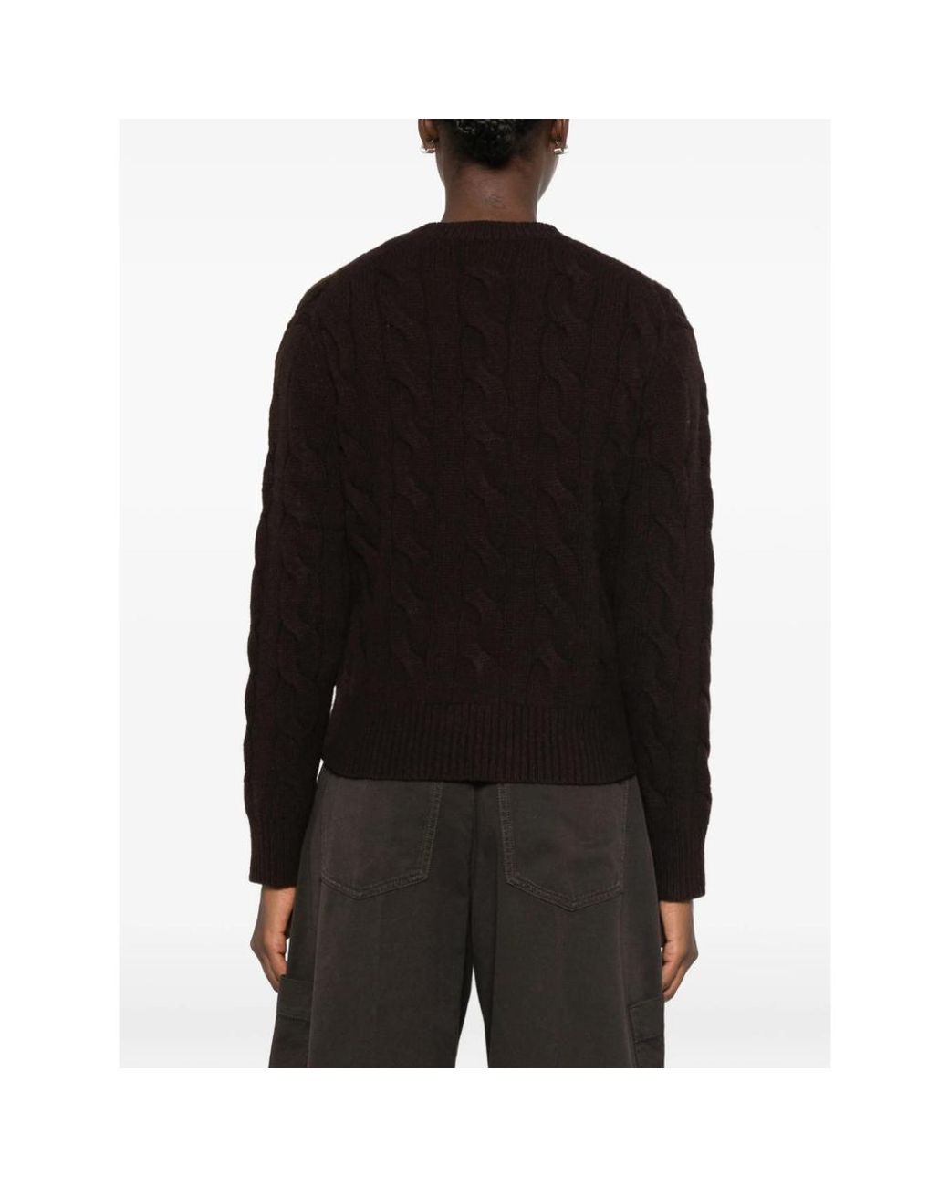 Ralph Lauren Black Cable-Knit Embroidered-Logo Sweater